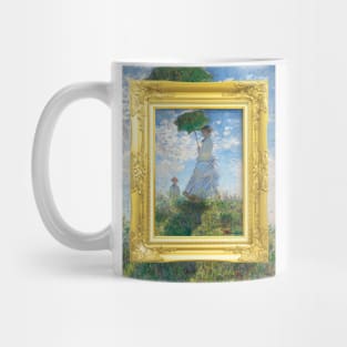 MONET - Claude Monet's Madame Monet and Her Son (1875) by Claude Monet Portrait GOLD FRAME LANDSCAPE Mug